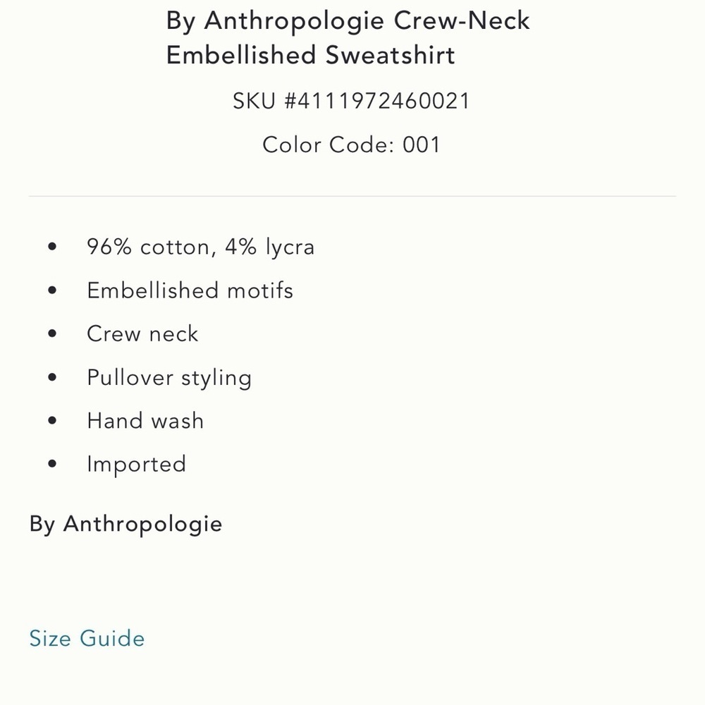 NWT new small Anthropologie Black Embellished Crew-Neck Sweatshirt beaded - Picture 4 of 17